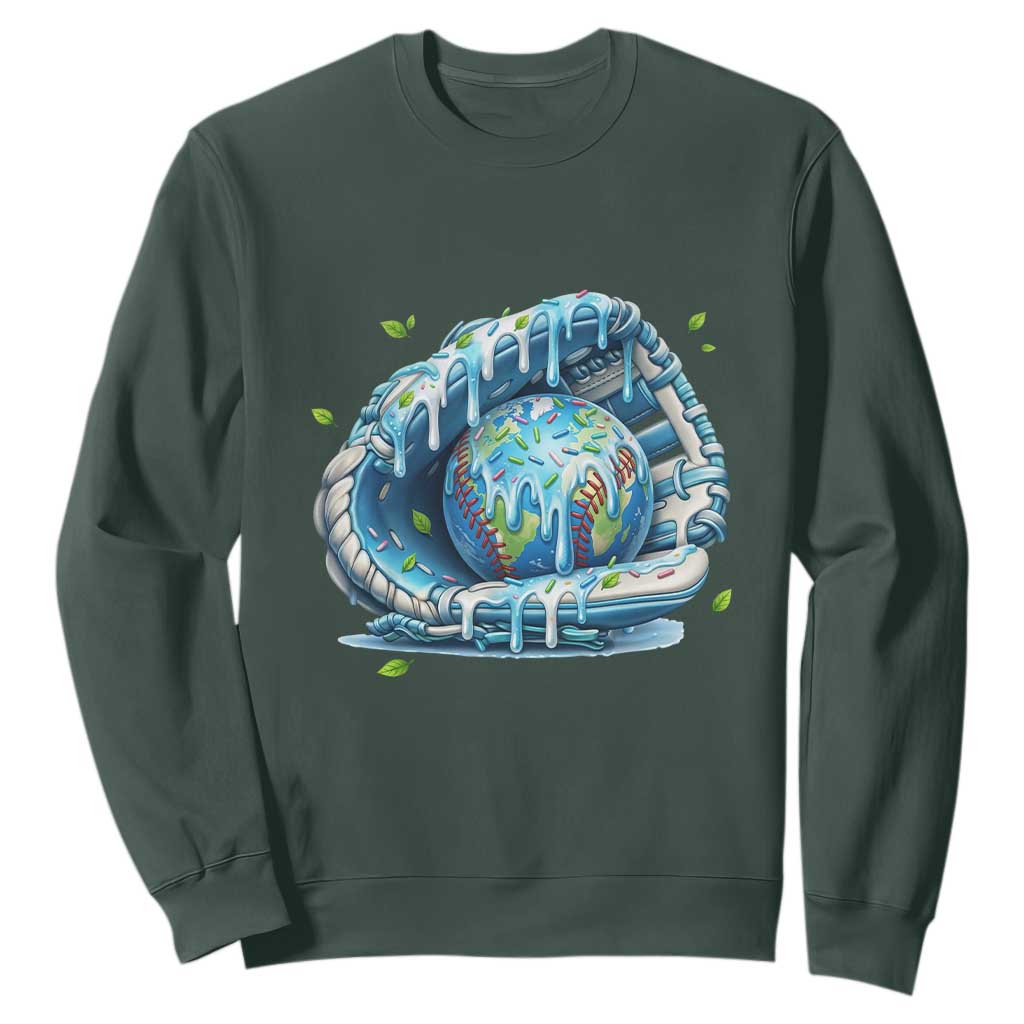 Earth Day Sweatshirt Funny Baseball Ice Cream Drip Glove Eco Friendly