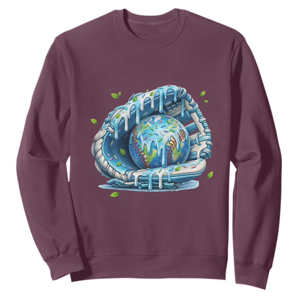 Earth Day Sweatshirt Funny Baseball Ice Cream Drip Glove Eco Friendly
