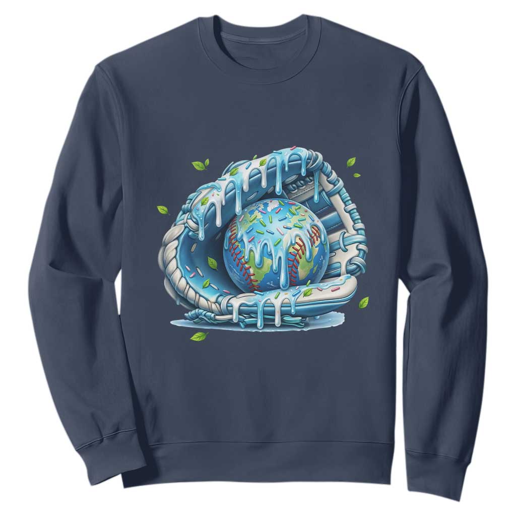 Earth Day Sweatshirt Funny Baseball Ice Cream Drip Glove Eco Friendly