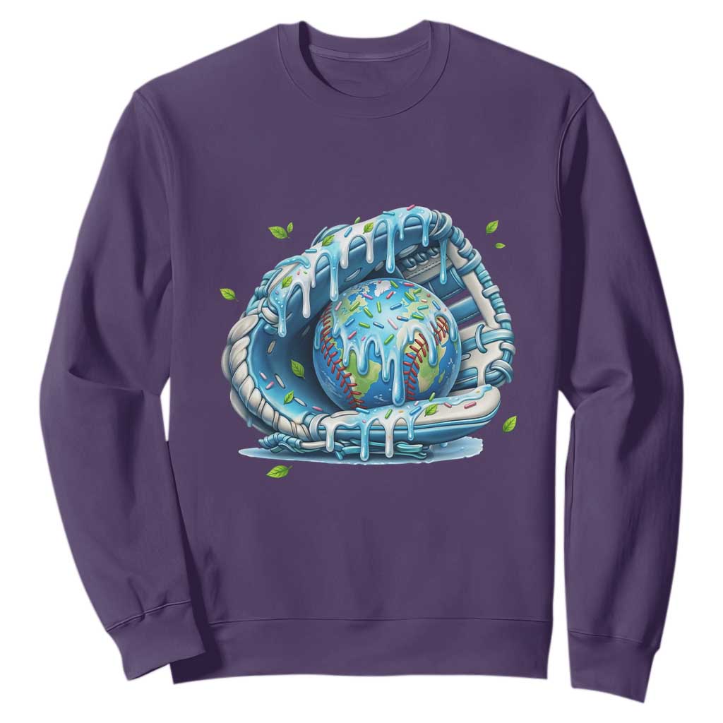 Earth Day Sweatshirt Funny Baseball Ice Cream Drip Glove Eco Friendly