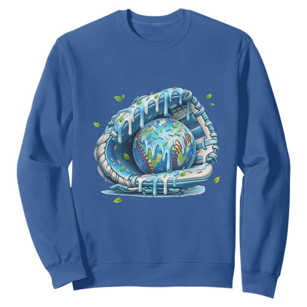 Earth Day Sweatshirt Funny Baseball Ice Cream Drip Glove Eco Friendly
