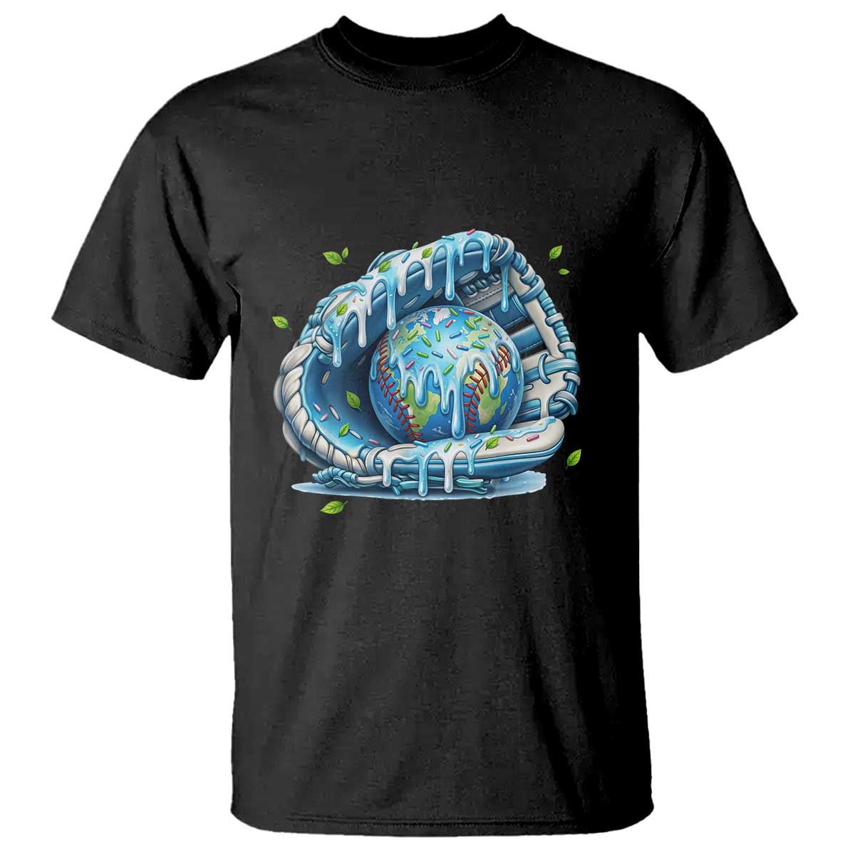 Earth Day T Shirt Funny Baseball Ice Cream Drip Glove Eco Friendly