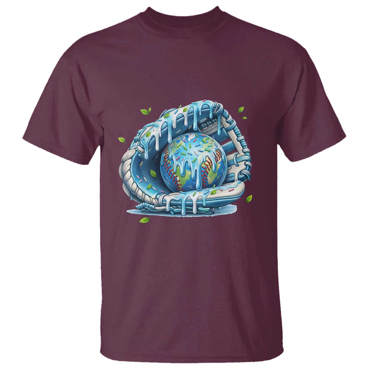 Earth Day T Shirt Funny Baseball Ice Cream Drip Glove Eco Friendly