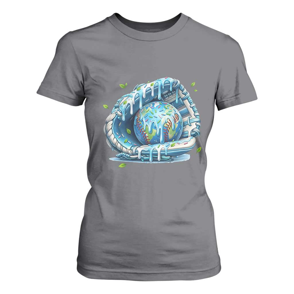Earth Day T Shirt For Women Funny Baseball Ice Cream Drip Glove Eco Friendly