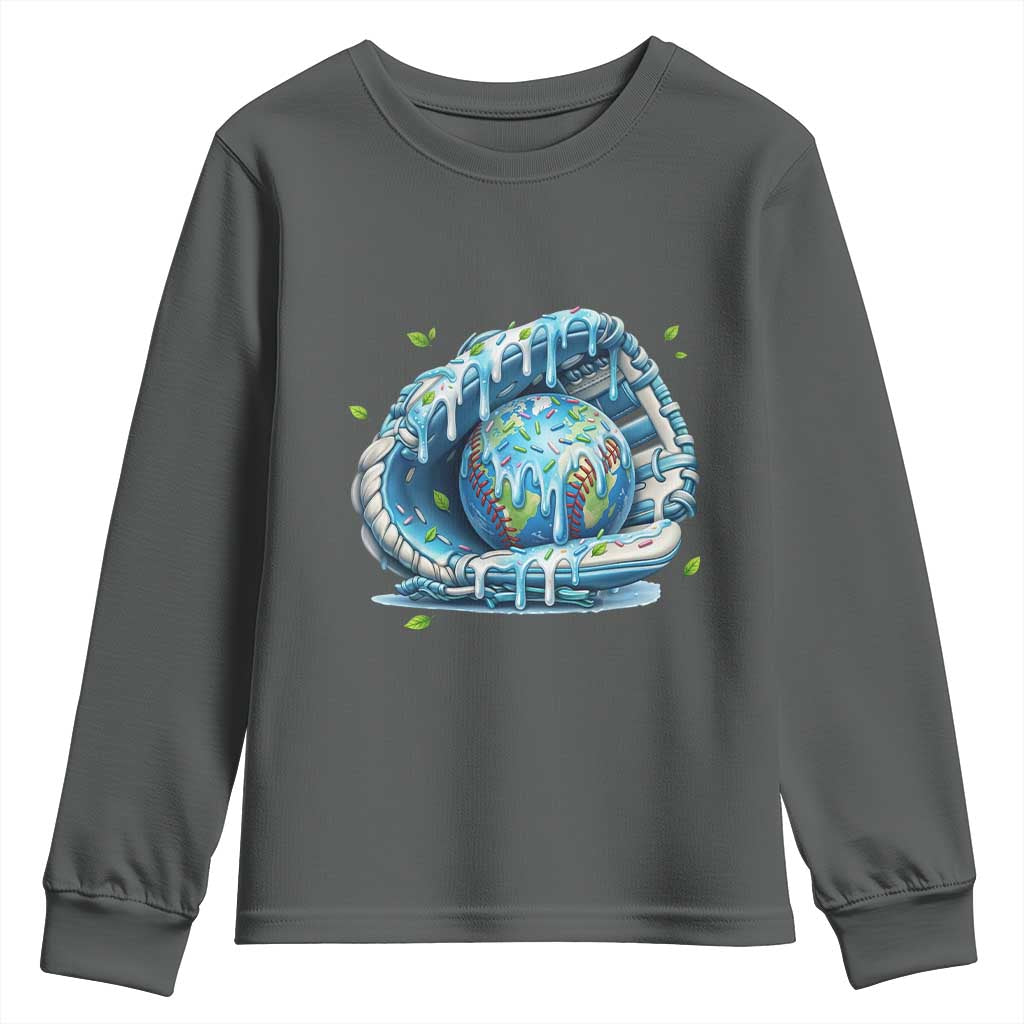 Earth Day Youth Sweatshirt Funny Baseball Ice Cream Drip Glove Eco Friendly