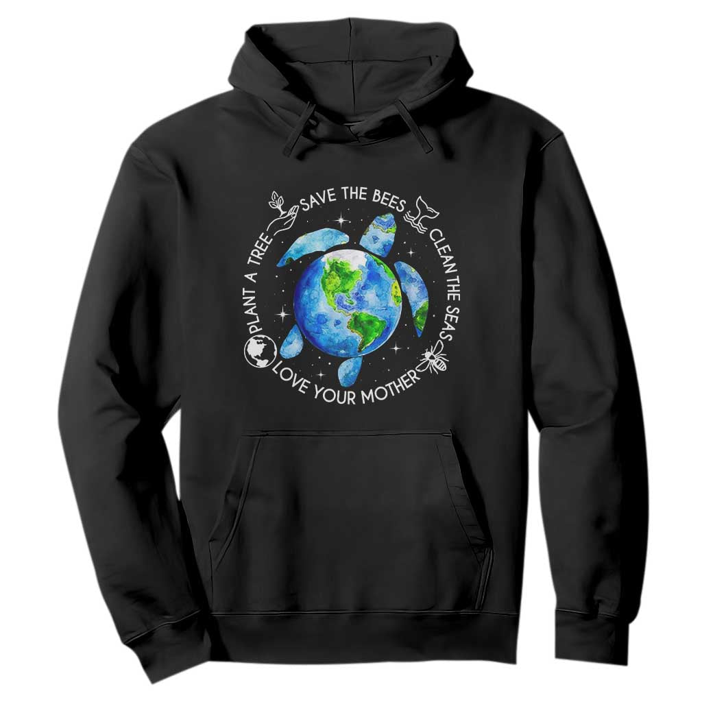 Earth Day Sea Turtle Hoodie Save Bees Plant Trees Clean Seas Environmentalist