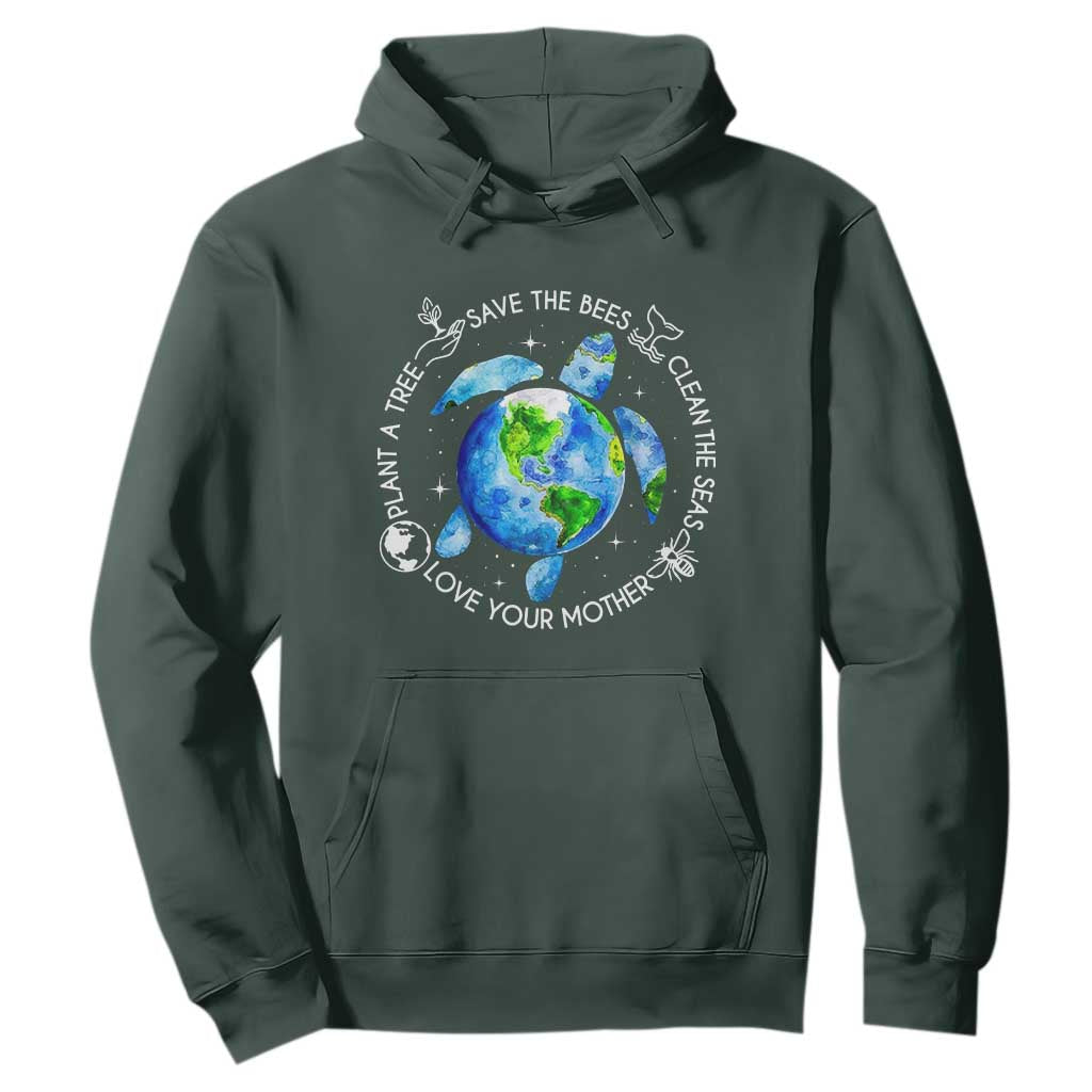 Earth Day Sea Turtle Hoodie Save Bees Plant Trees Clean Seas Environmentalist