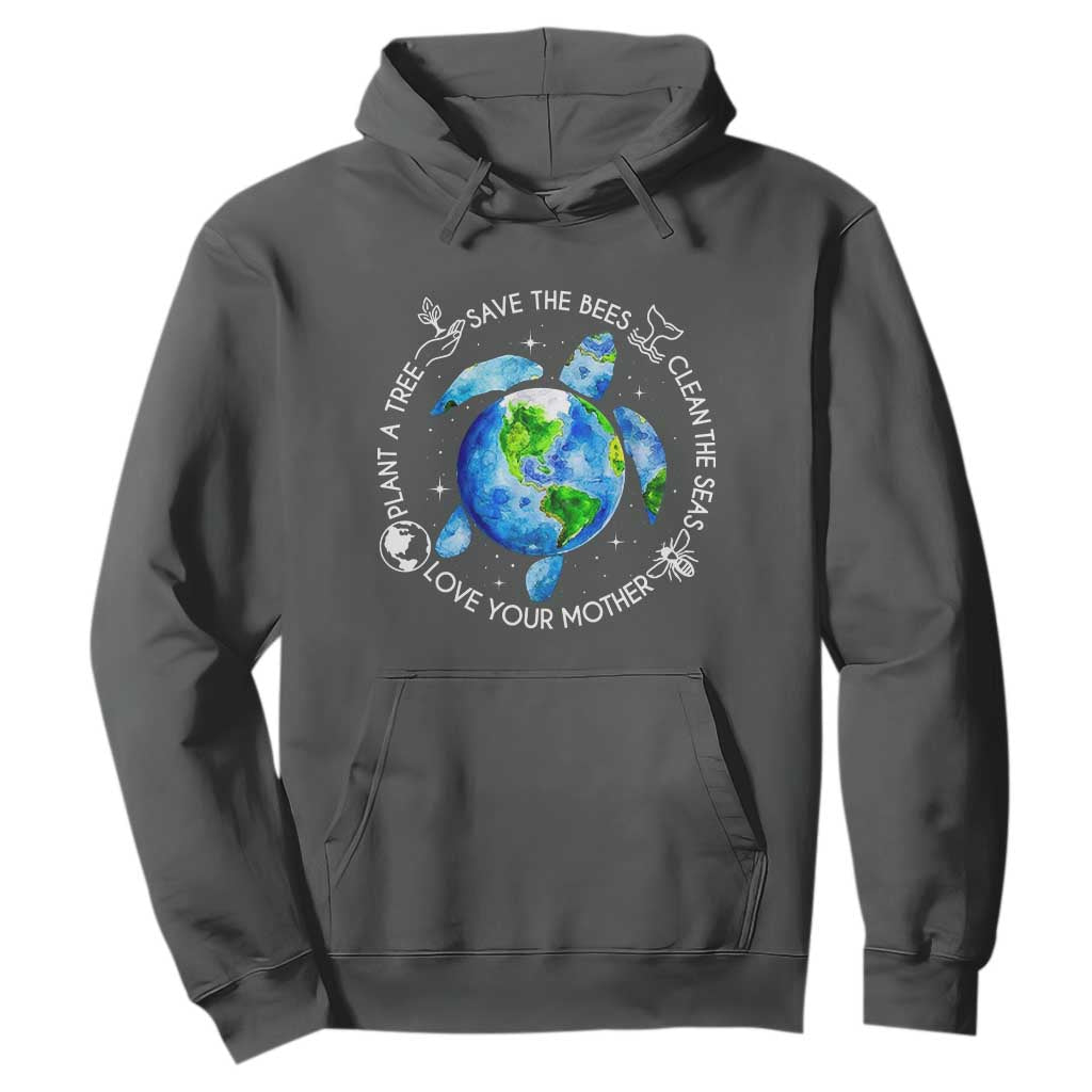 Earth Day Sea Turtle Hoodie Save Bees Plant Trees Clean Seas Environmentalist