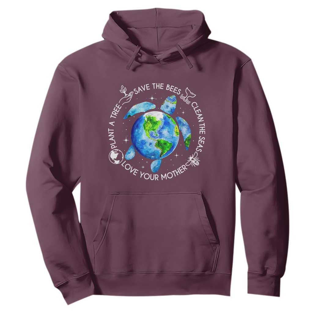 Earth Day Sea Turtle Hoodie Save Bees Plant Trees Clean Seas Environmentalist
