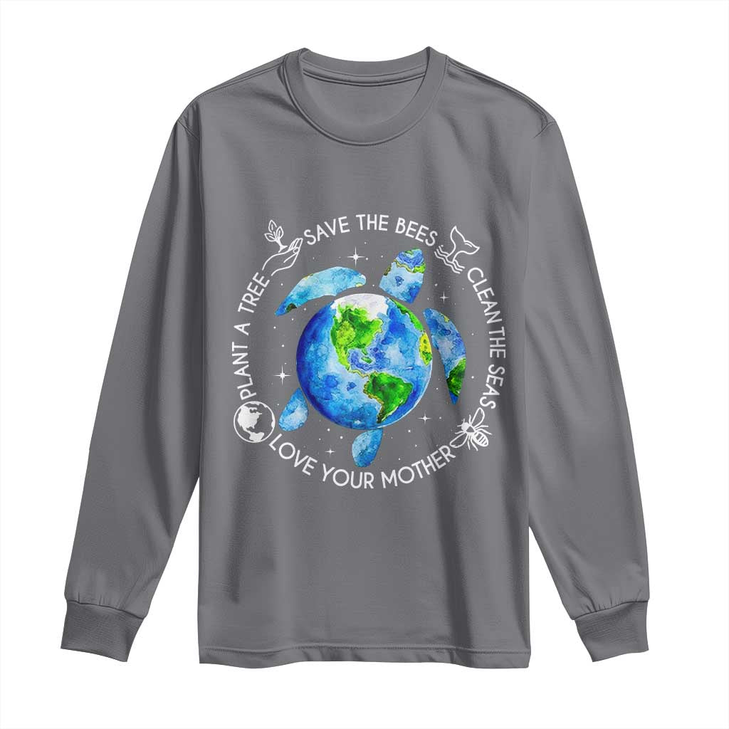 Earth Day Sea Turtle Long Sleeve Shirt Save Bees Plant Trees Clean Seas Environmentalist