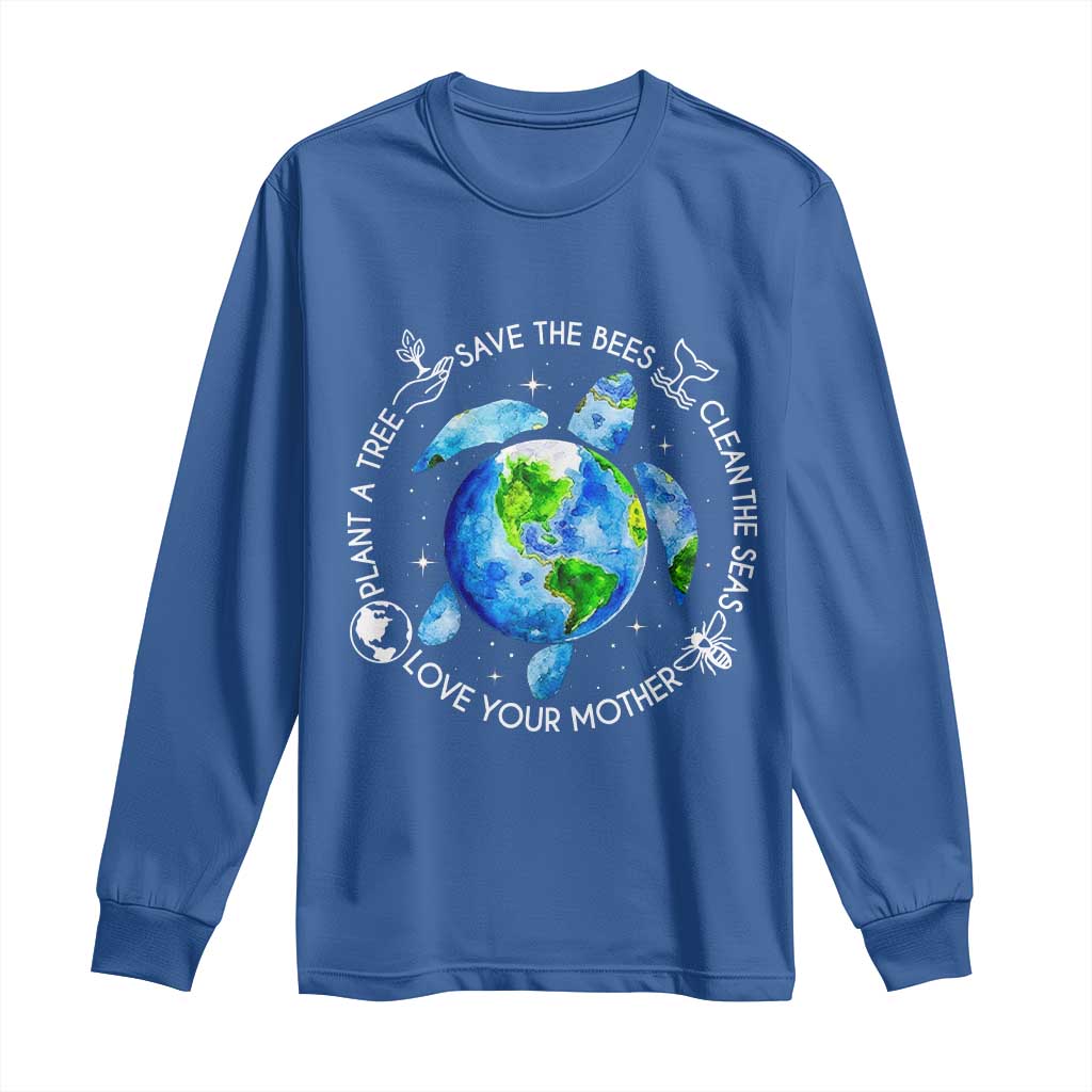 Earth Day Sea Turtle Long Sleeve Shirt Save Bees Plant Trees Clean Seas Environmentalist