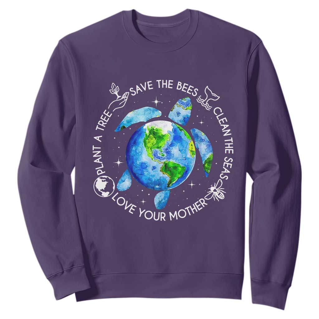 Earth Day Sea Turtle Sweatshirt Save Bees Plant Trees Clean Seas Environmentalist