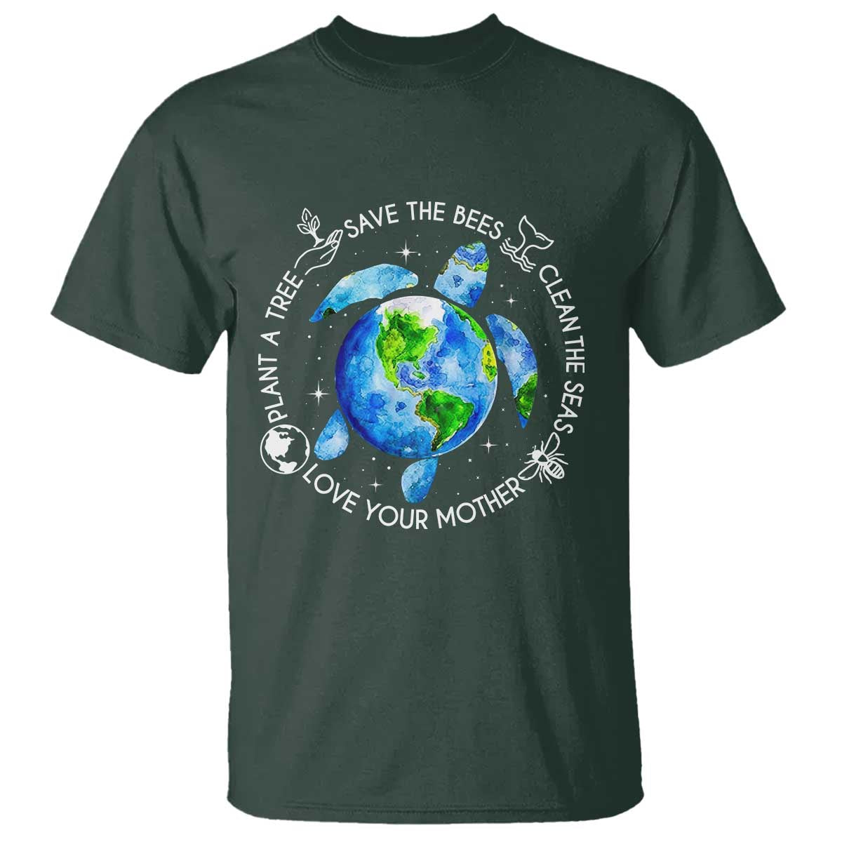 Earth Day Sea Turtle T Shirt Save Bees Plant Trees Clean Seas Environmentalist