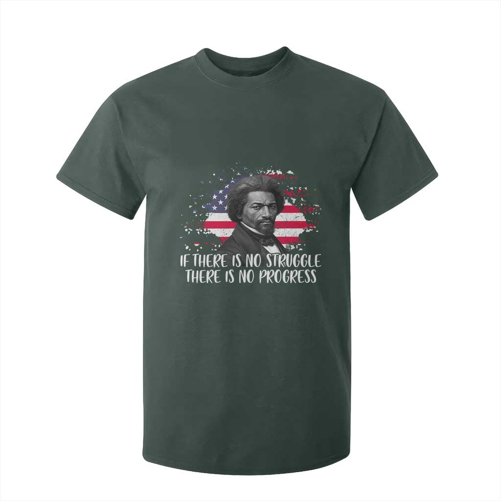 Frederick Douglass American Flag T Shirt For Kid Is There Is No Struggle There Is No Progress - African Pride