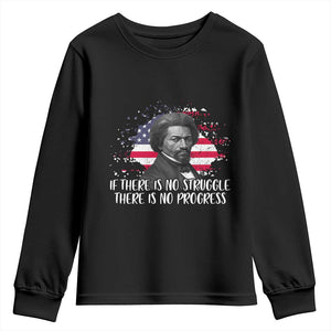 Frederick Douglass American Flag Youth Sweatshirt Is There Is No Struggle There Is No Progress - African Pride