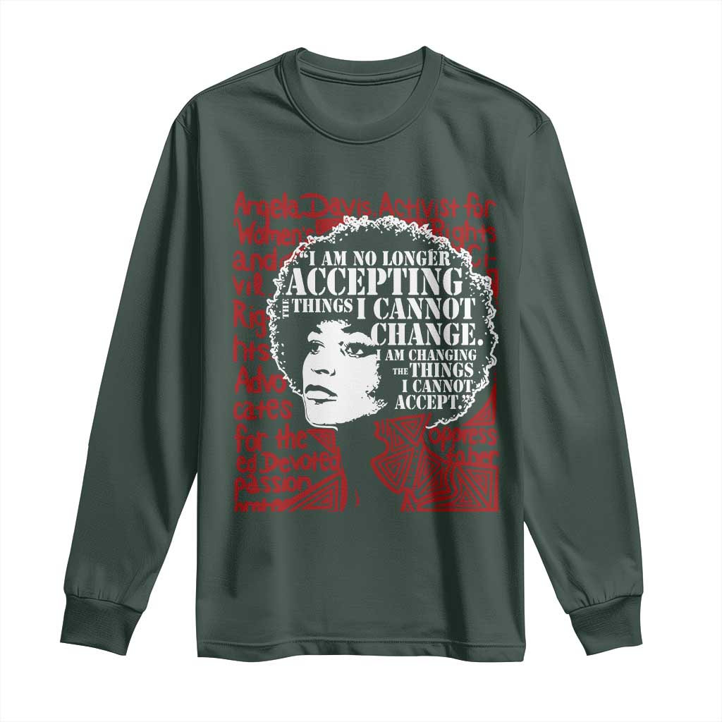 Angela Davis Inspirational Quote Long Sleeve Shirt Black History Month