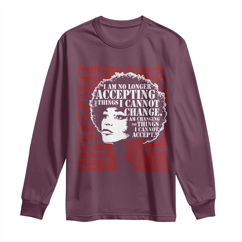 Angela Davis Inspirational Quote Long Sleeve Shirt Black History Month