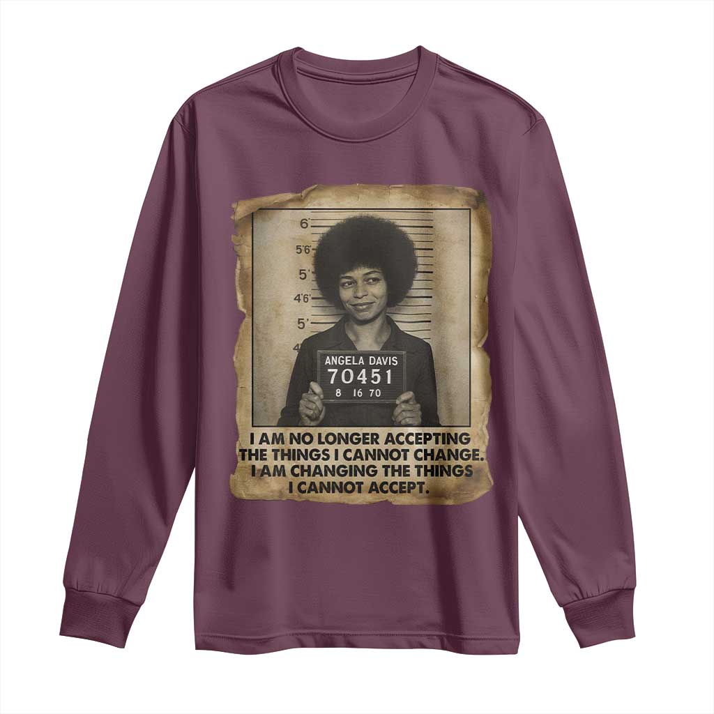 Angela Davis Inspirational Quote Long Sleeve Shirt Black History Melanin