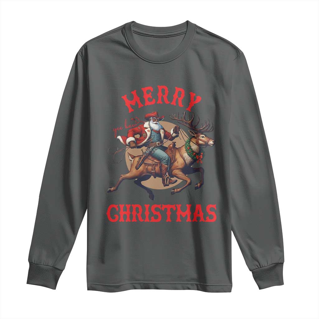 Black Santa Claus Long Sleeve Shirt African American Cowboy Christmas - African Pride