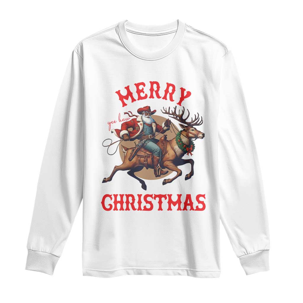 Black Santa Claus Long Sleeve Shirt African American Cowboy Christmas - African Pride