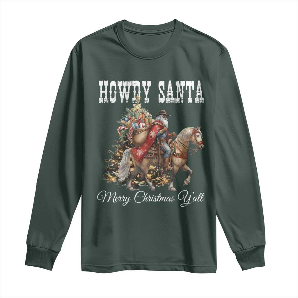 Black Santa Christmas Long Sleeve Shirt African American Western Cowboy - African Pride