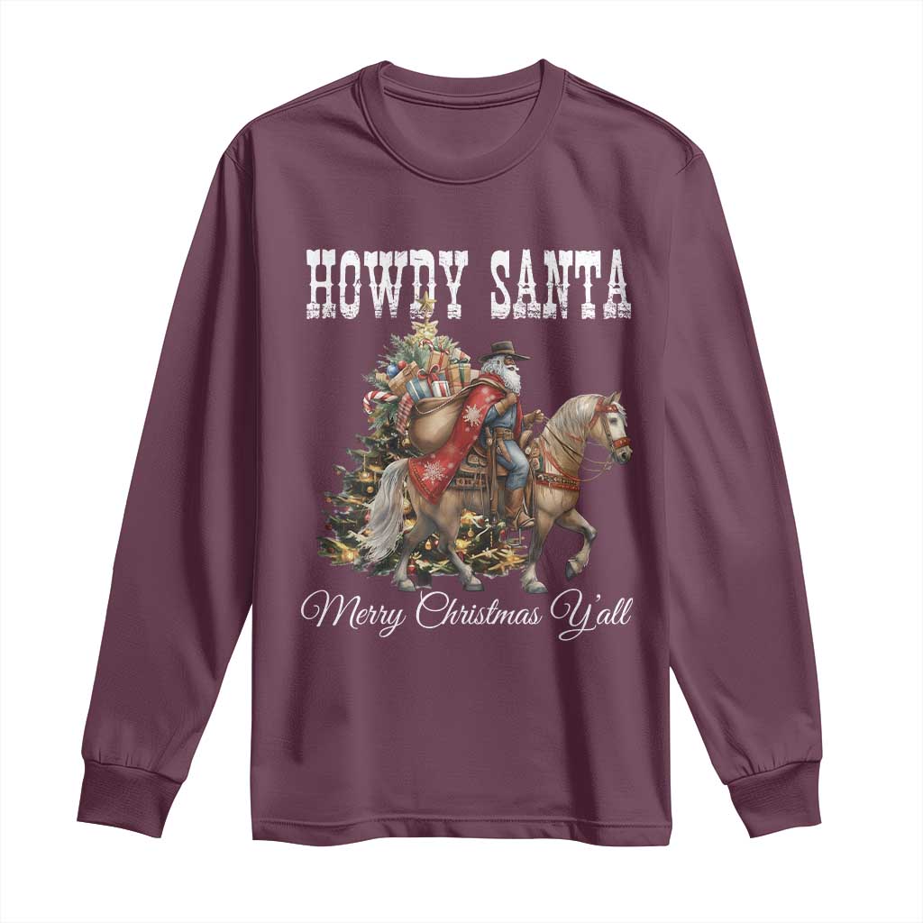 Black Santa Christmas Long Sleeve Shirt African American Western Cowboy - African Pride