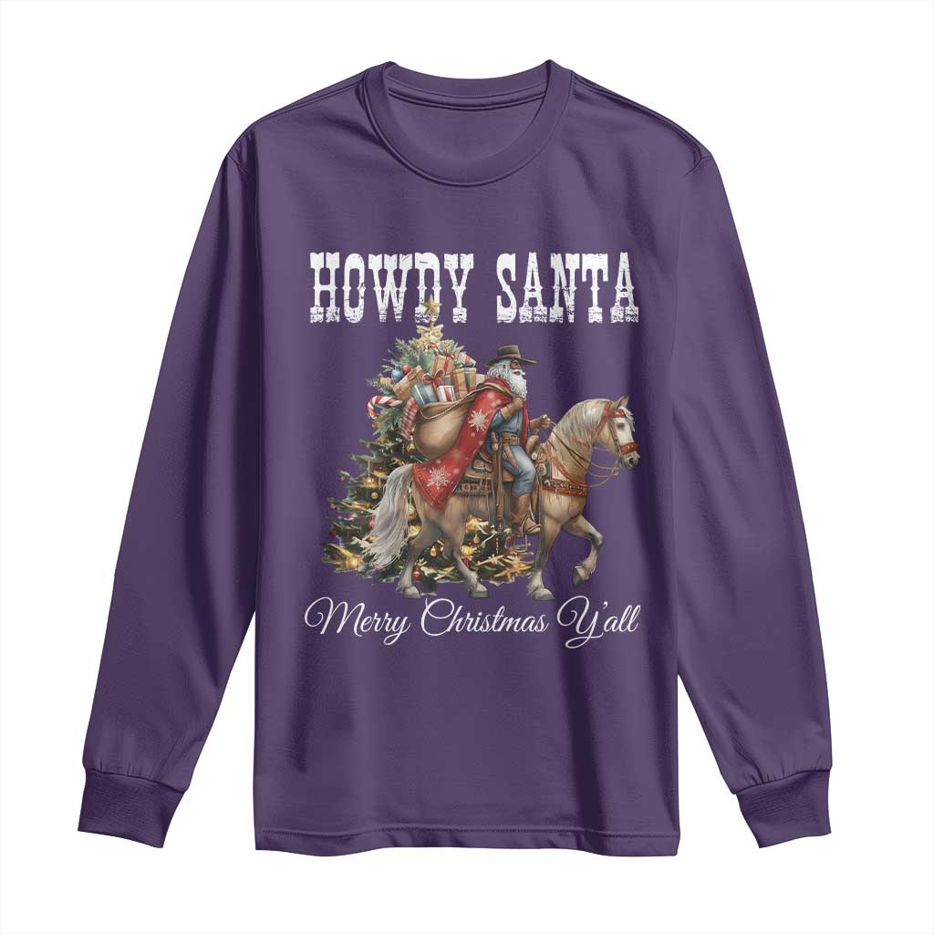 Black Santa Christmas Long Sleeve Shirt African American Western Cowboy - African Pride