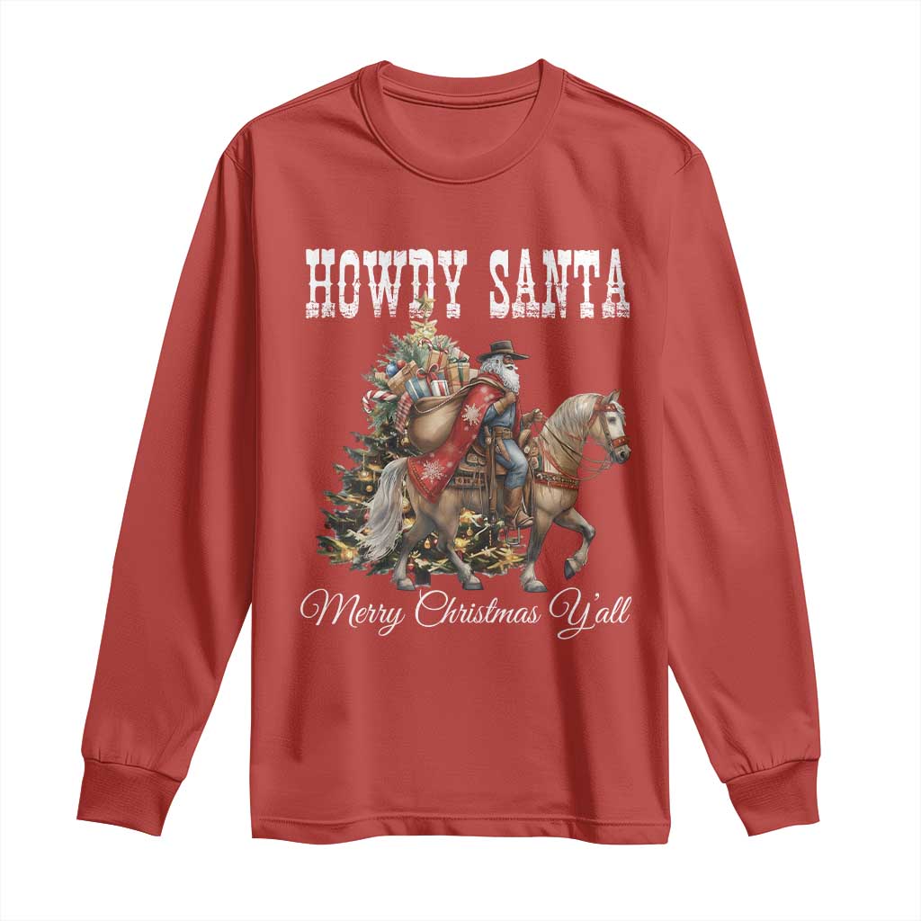 Black Santa Christmas Long Sleeve Shirt African American Western Cowboy - African Pride