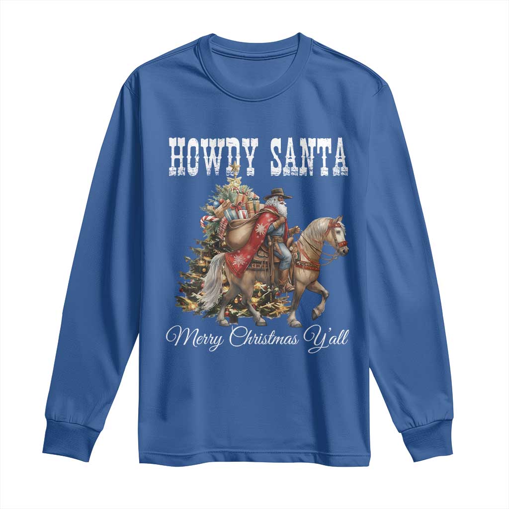 Black Santa Christmas Long Sleeve Shirt African American Western Cowboy - African Pride