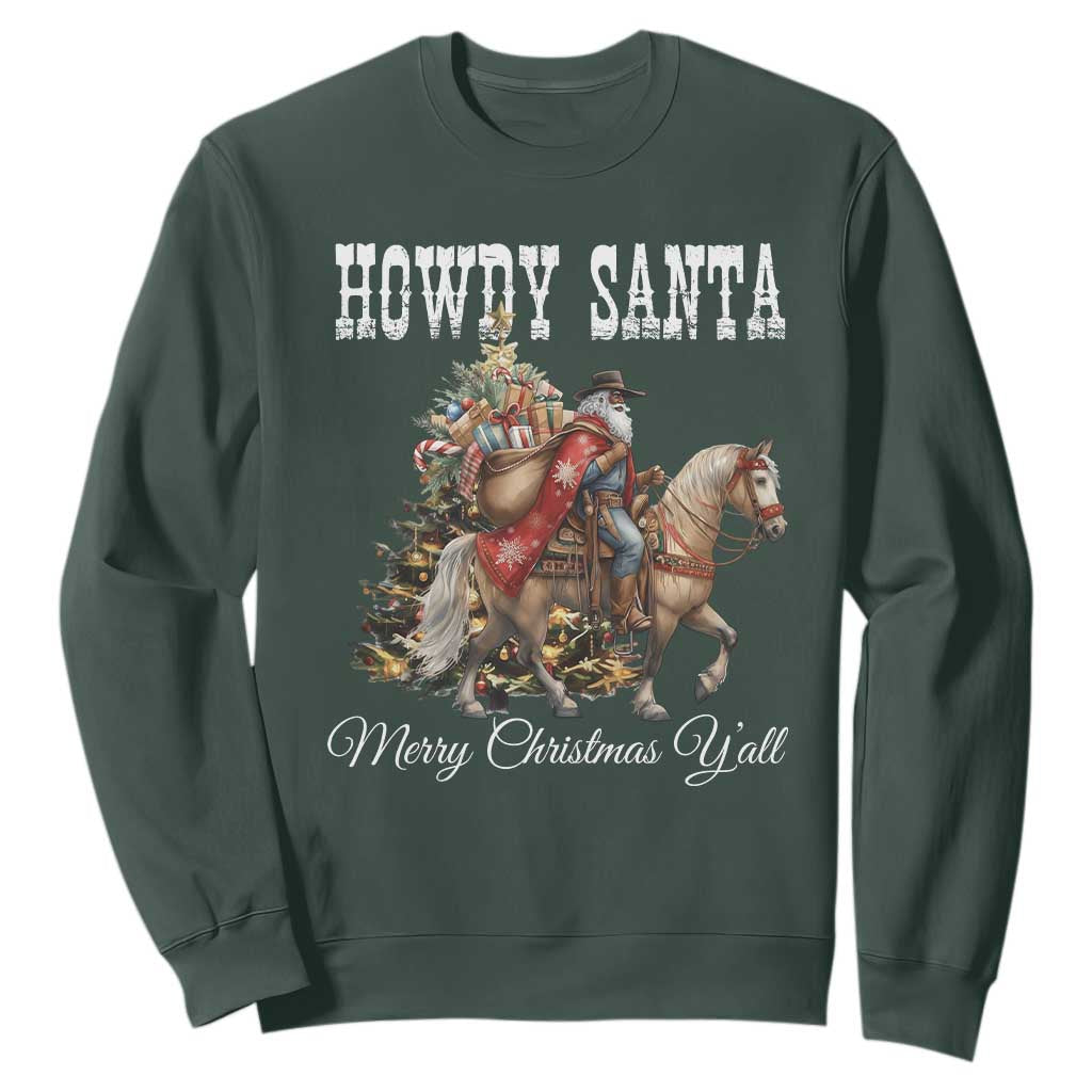Black Santa Christmas Sweatshirt African American Western Cowboy - African Pride