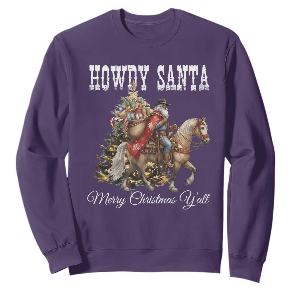 Black Santa Christmas Sweatshirt African American Western Cowboy - African Pride