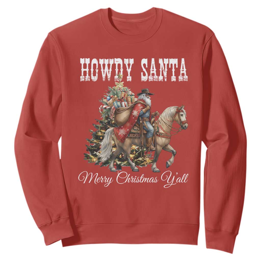 Black Santa Christmas Sweatshirt African American Western Cowboy - African Pride