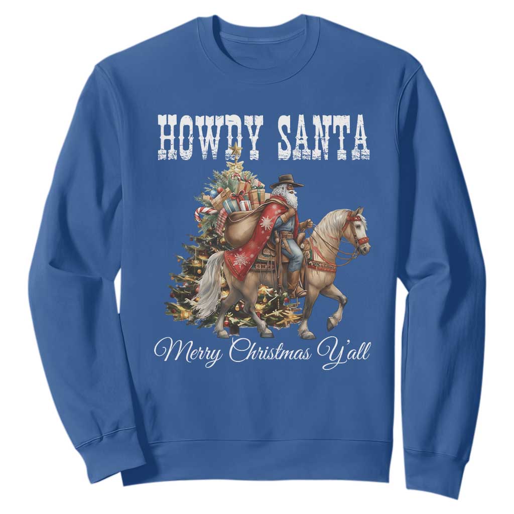 Black Santa Christmas Sweatshirt African American Western Cowboy - African Pride
