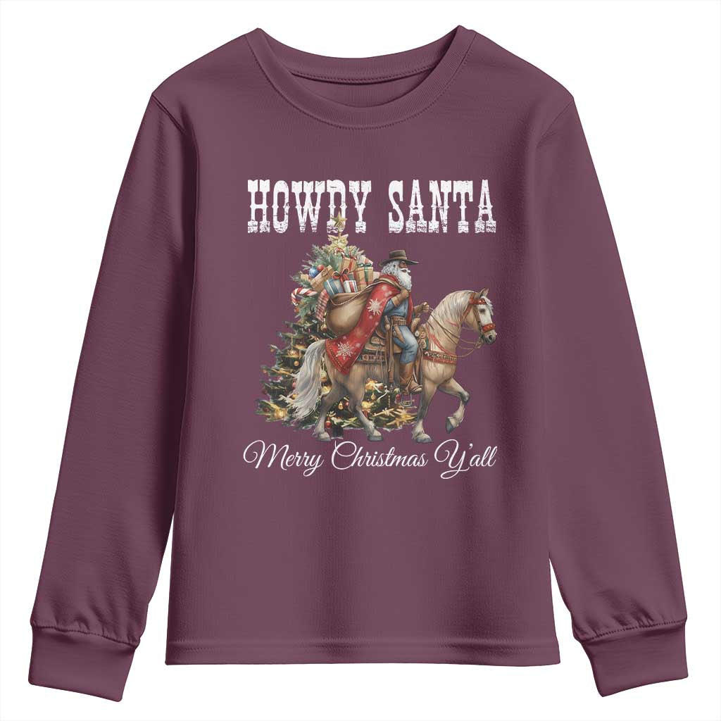 Black Santa Christmas Youth Sweatshirt African American Western Cowboy - African Pride