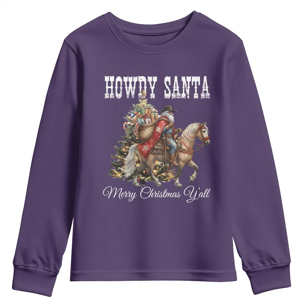 Black Santa Christmas Youth Sweatshirt African American Western Cowboy - African Pride