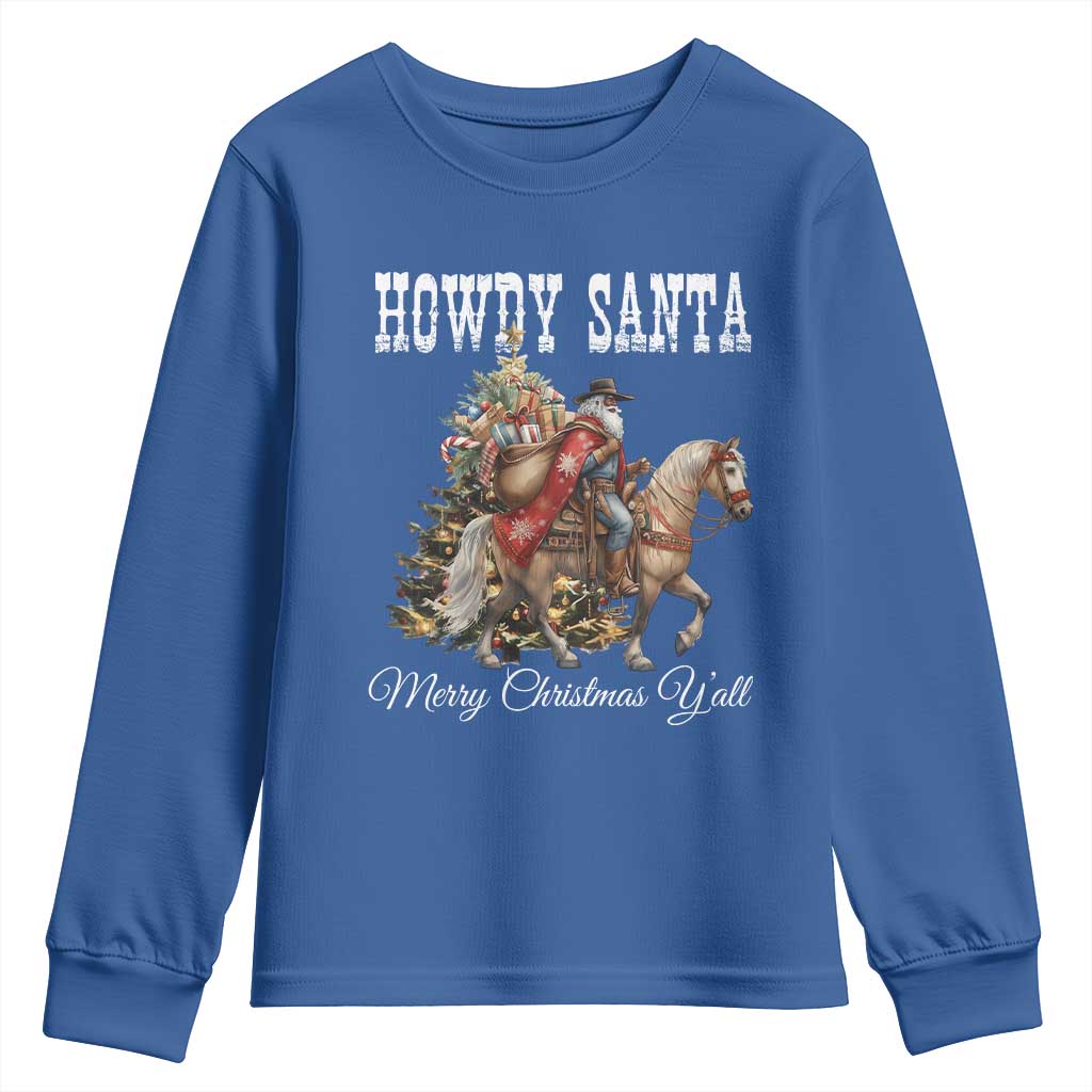 Black Santa Christmas Youth Sweatshirt African American Western Cowboy - African Pride