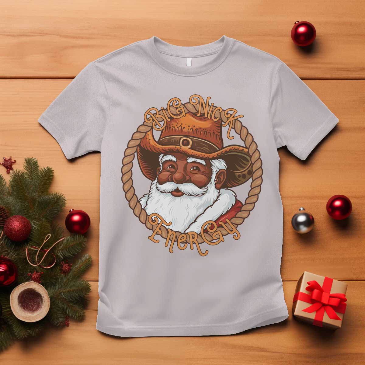 Black Santa Christmas T Shirt Big Nick Energy - African Pride