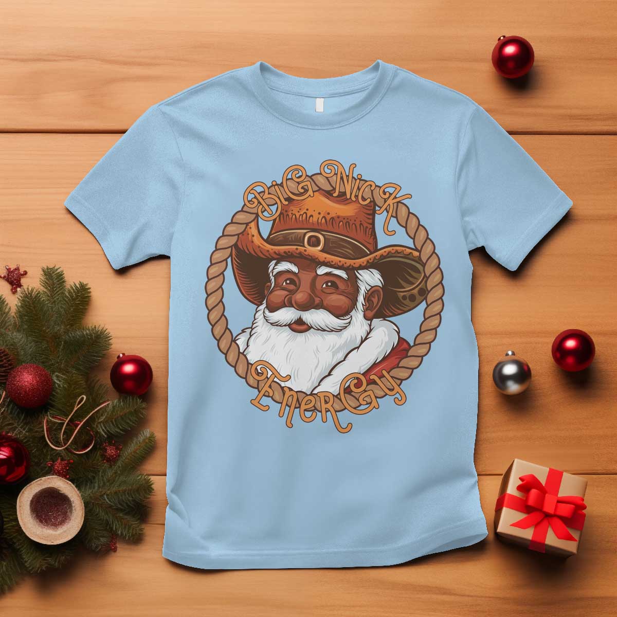 Black Santa Christmas T Shirt Big Nick Energy - African Pride