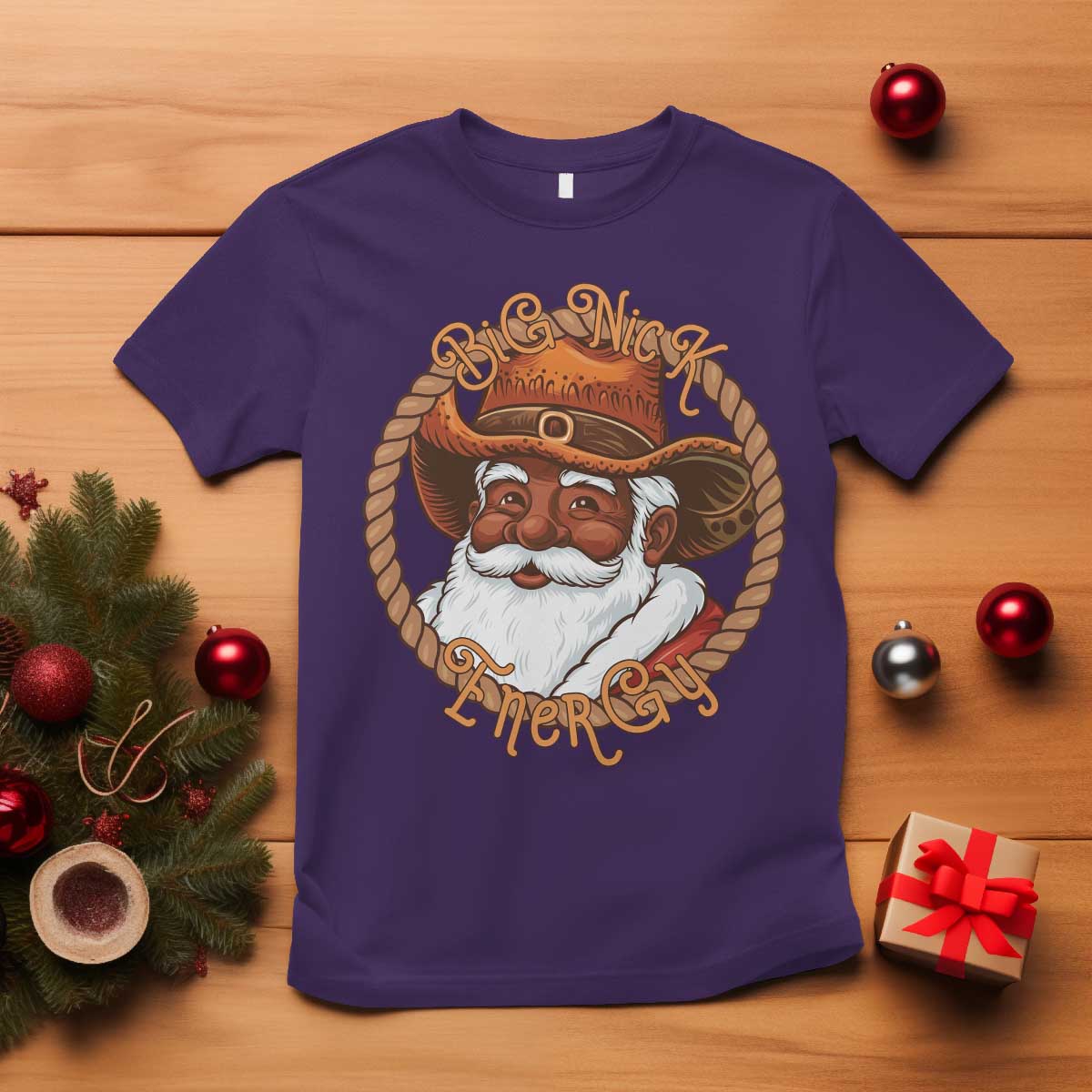 Black Santa Christmas T Shirt Big Nick Energy - African Pride