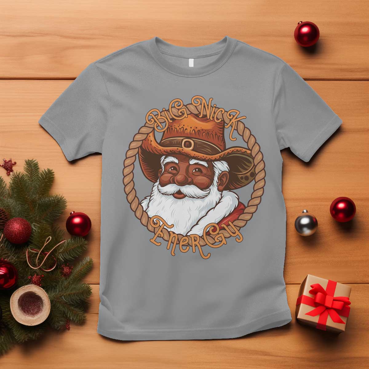 Black Santa Christmas T Shirt Big Nick Energy - African Pride