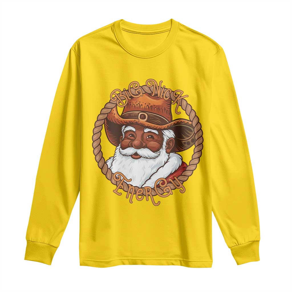 Black Santa Christmas Long Sleeve Shirt Big Nick Energy - African Pride