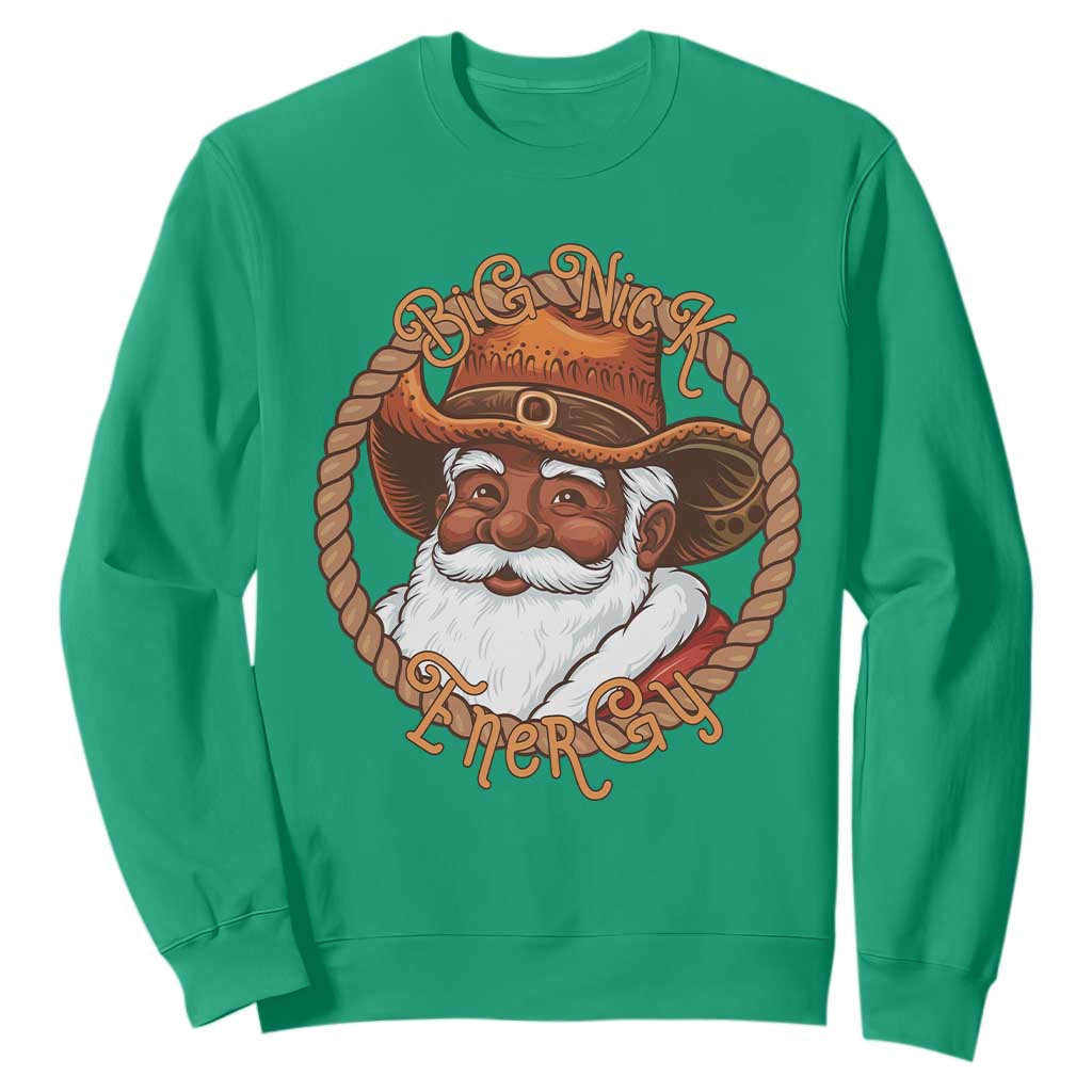 Black Santa Christmas Sweatshirt Big Nick Energy - African Pride