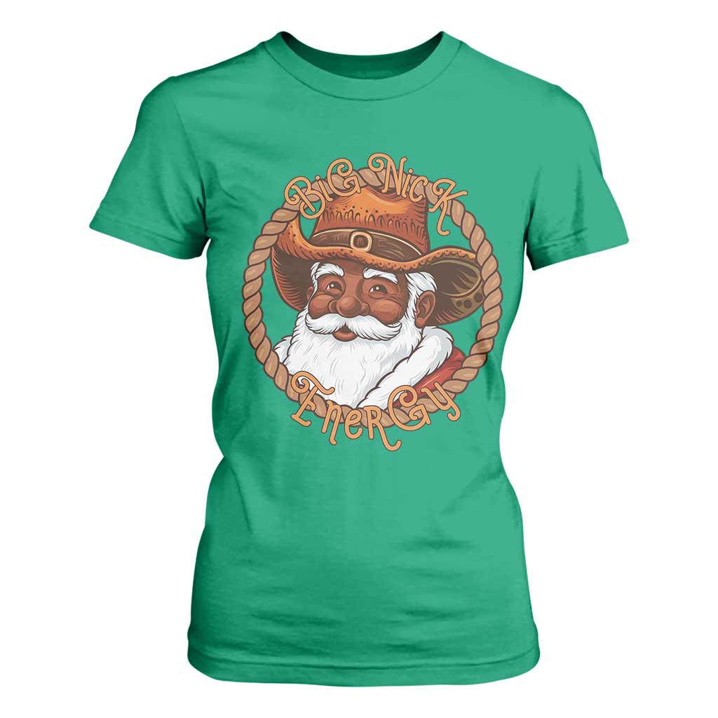 Black Santa Christmas T Shirt For Women Big Nick Energy - African Pride