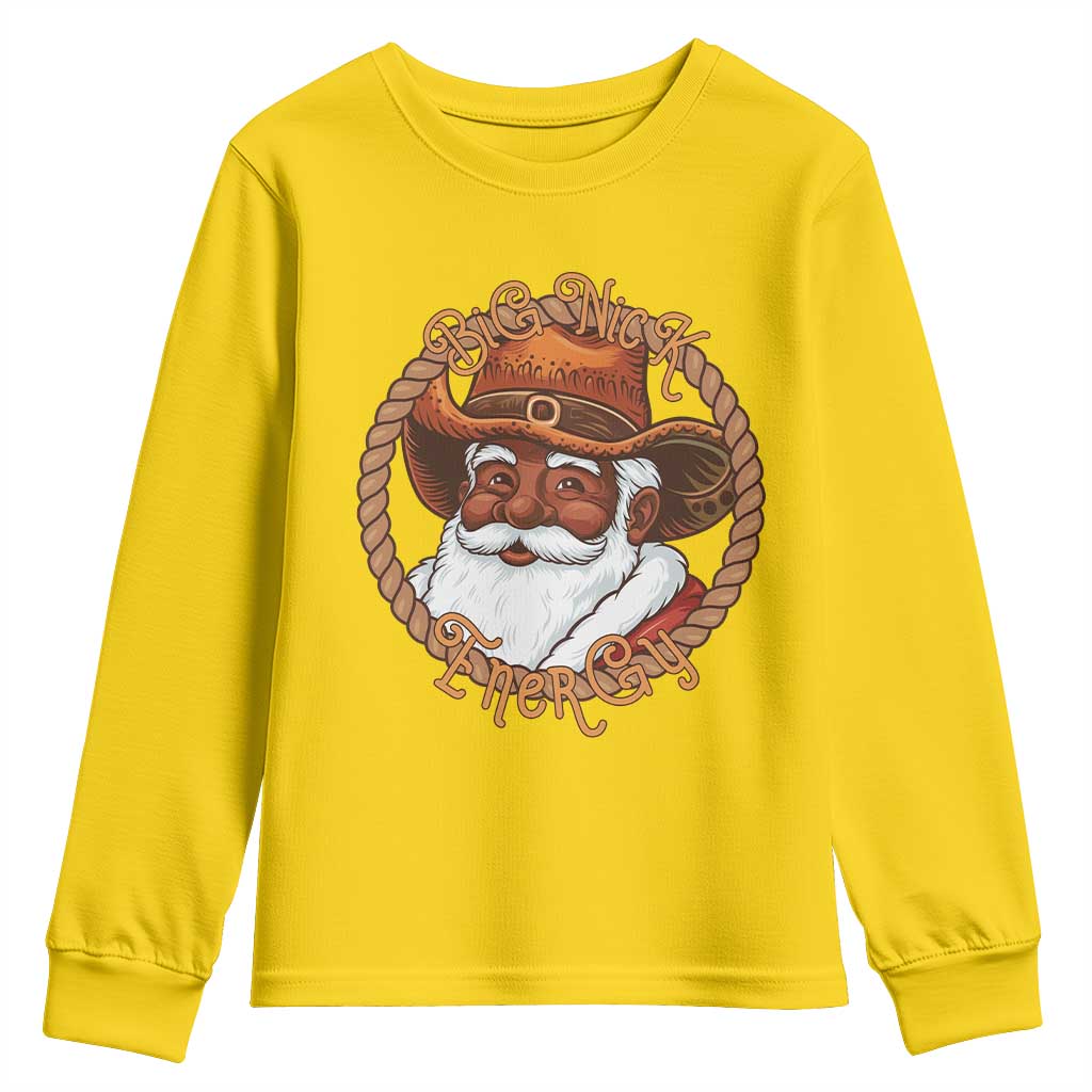 Black Santa Christmas Youth Sweatshirt Big Nick Energy - African Pride