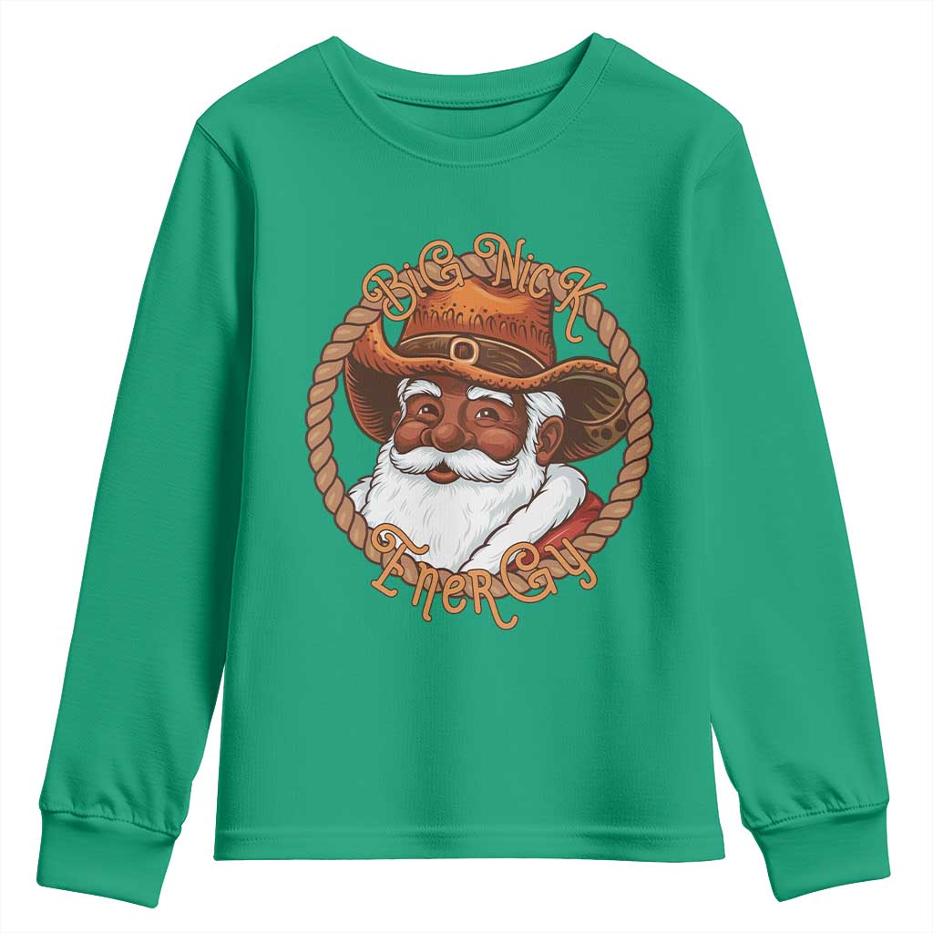 Black Santa Christmas Youth Sweatshirt Big Nick Energy - African Pride