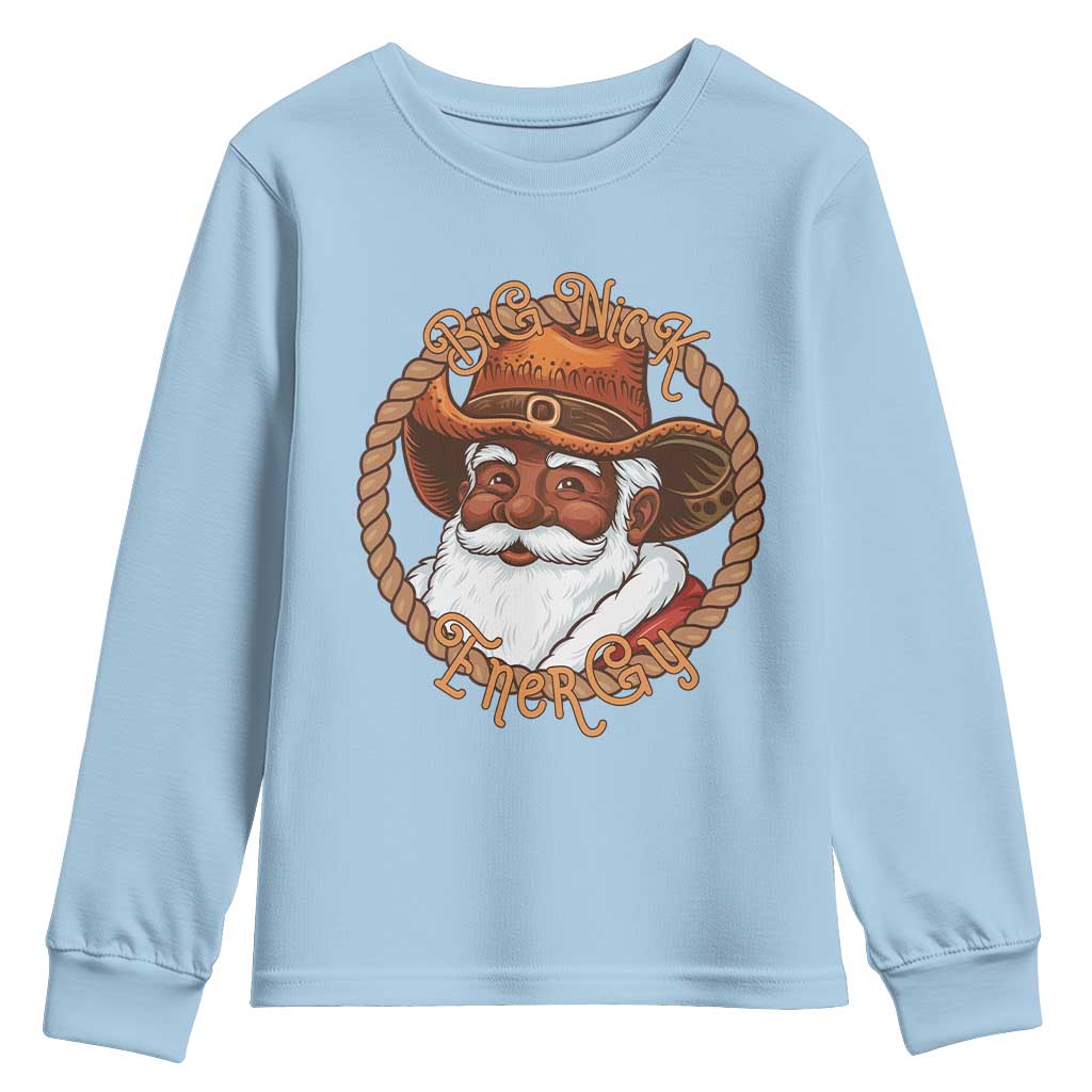 Black Santa Christmas Youth Sweatshirt Big Nick Energy - African Pride