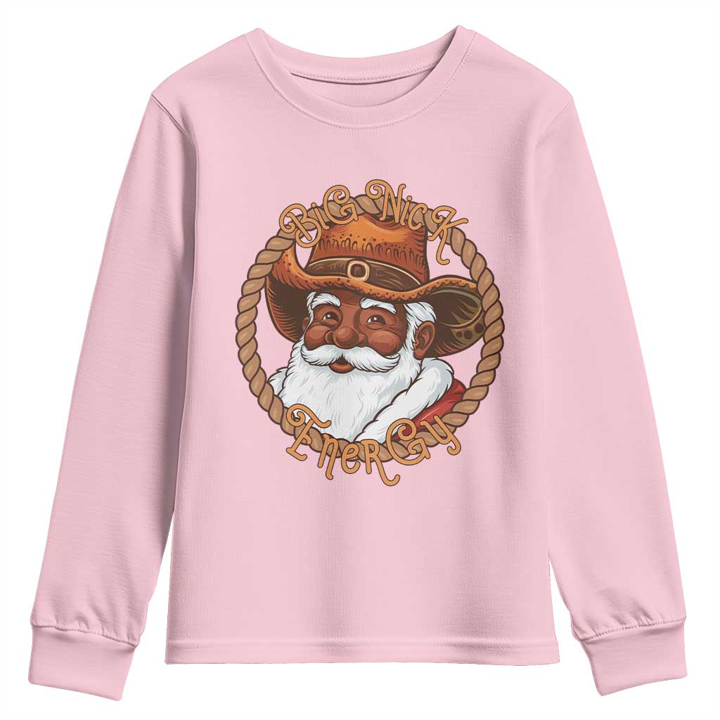 Black Santa Christmas Youth Sweatshirt Big Nick Energy - African Pride
