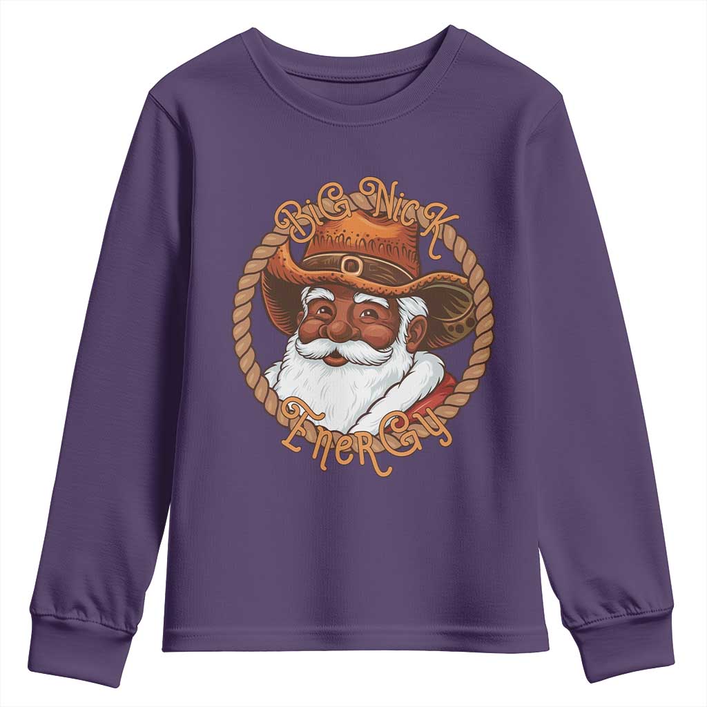 Black Santa Christmas Youth Sweatshirt Big Nick Energy - African Pride