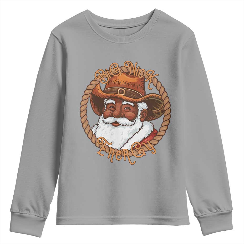 Black Santa Christmas Youth Sweatshirt Big Nick Energy - African Pride