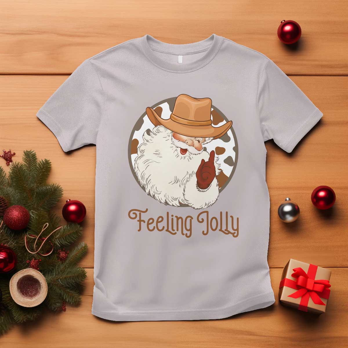 Black Cowboy Santa Christmas T Shirt Feeling Jolly - African Pride